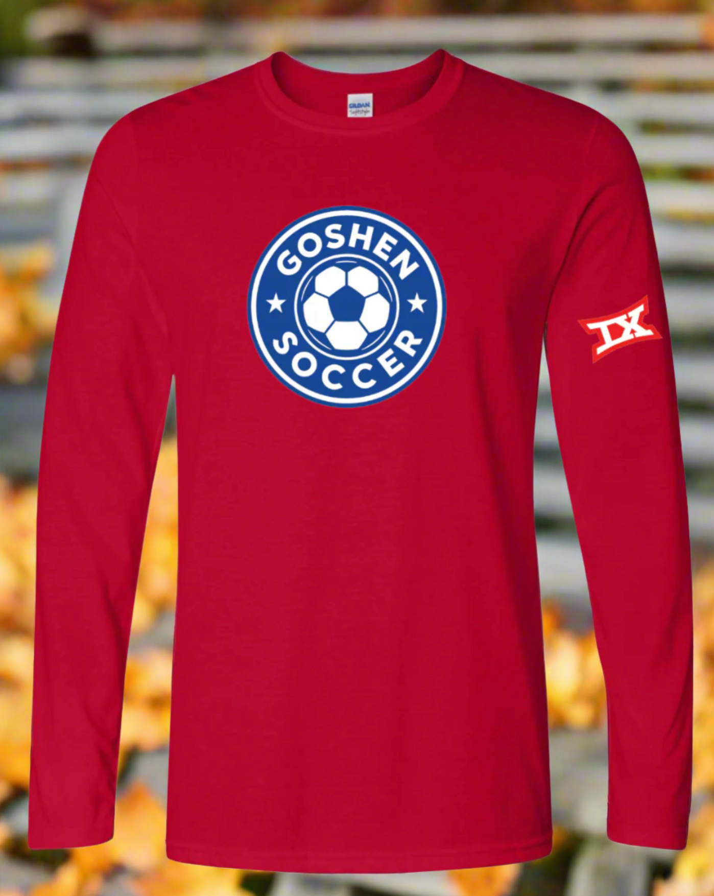 Goshen Soccer Badge Softstyle® Long Sleeve T-Shirt w/ Section IX emblem
