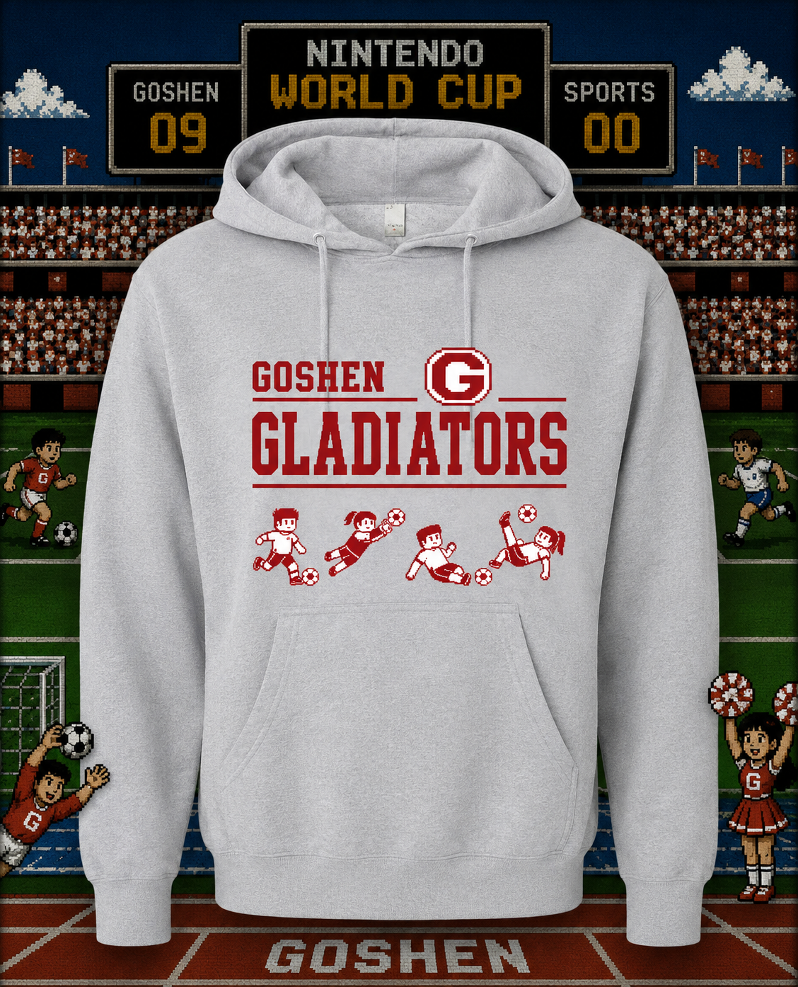 Goshen Soccer Retro 8-Bit Hooded Sweatshirt